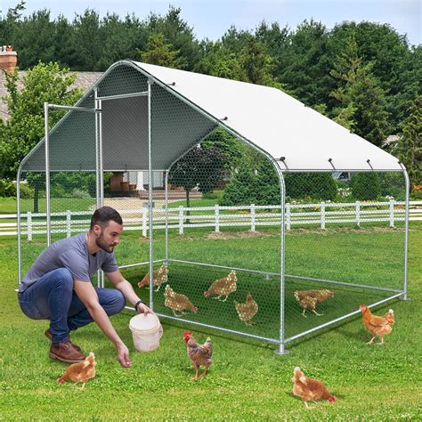 backyard metal poutry house|Amazon.com: Lyromix 10x13FT Metal Chicken Coop with Hen .